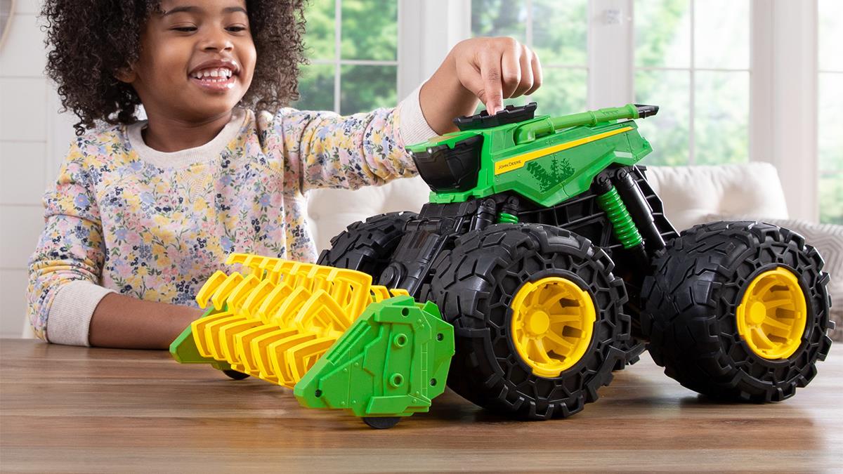 Іграшковий комбайн John Deere Kids Monster Treads 45 см з молотаркою і великими колесами (47329)