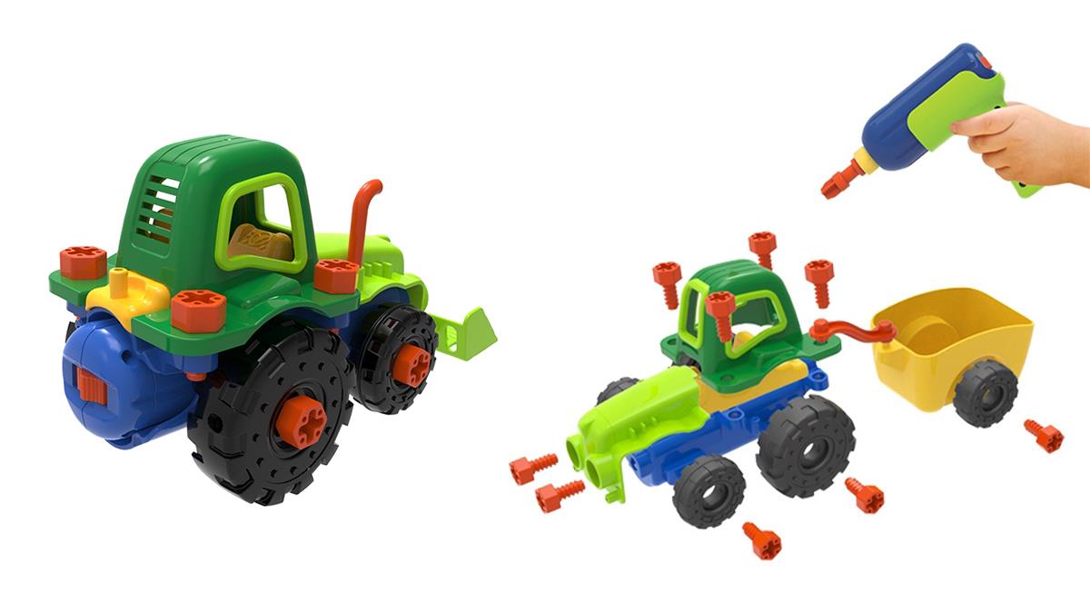 Набор для сборки Edu-Toys Трактор с инструментами 29 деталей (JS030)