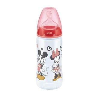 Бутылочка температурная пластиковая NUK Disney Mickey с силиконовой соской размер 2 отверстие М 300 мл красный (10216294)