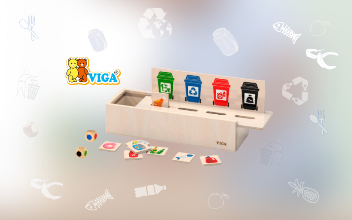 Дерев'яний сортер-гра Viga Toys Сортування сміття (44504)