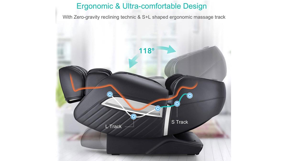 Массажное кресло Naipo Full Body Music Massage Chair с массажем ног черный (MGC-A350(BLACK))