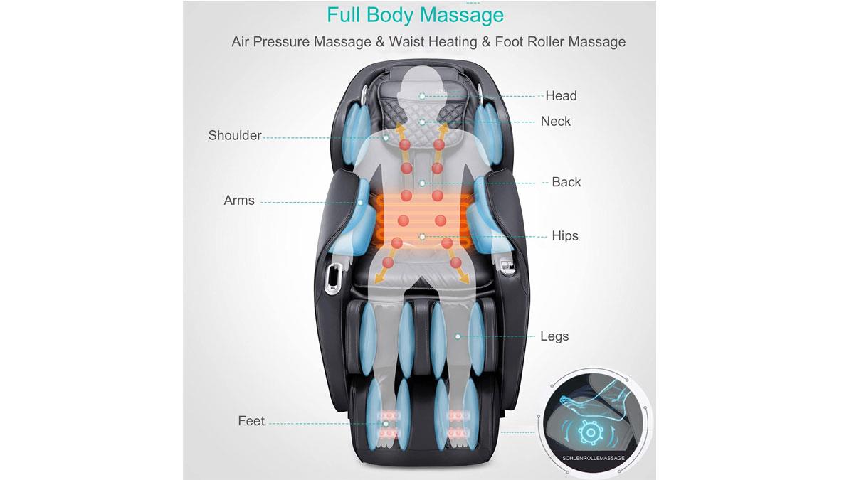Массажное кресло Naipo Full Body Music Massage Chair с массажем ног черный (MGC-A350(BLACK))