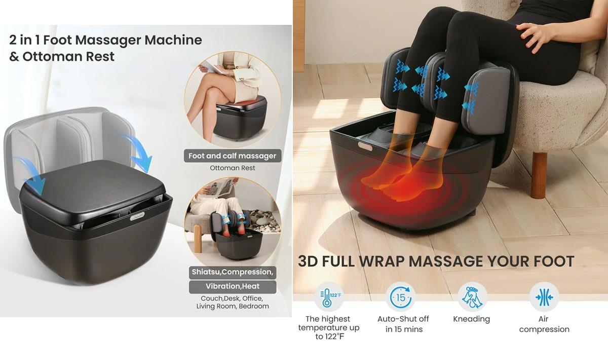 Массажер для ног Naipo с подогревом и вибрацией 2 в 1 Foot & Calf складной (MGF-K68)