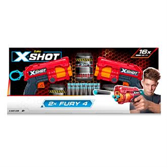 Набір швидкострільних бластерів X-Shot Red Excel Fury 4, 2 PK 2 бластера 3 банки 16 патронів (36329R)