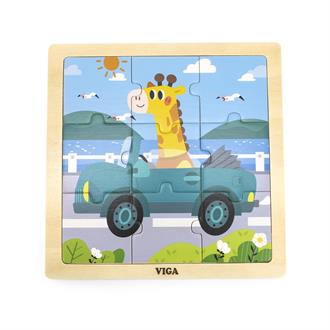 Дерев'яний пазл Viga Toys  Автомобіль с жирафою 9 ел. (44629)