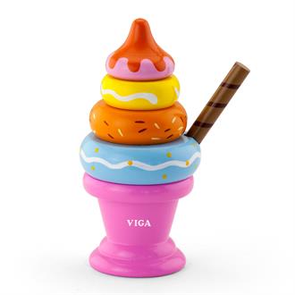 Іграшкові продукти Viga Toys Дерев'яна пірамідка-морозиво, рожевий (51321)