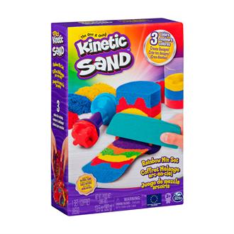 Набір піску для дитячої творчості Kinetic Sand Райдужний мікс з 3 кольорів з аксесуарами 383 г