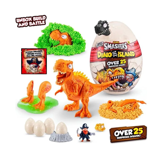 Ігровий набір Smashers Mini Dino Island Динозавр в яйці помаранчевий 25 сюрпризів (7487A)