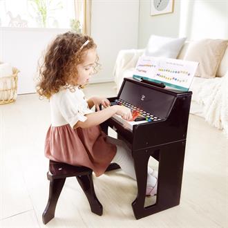 Детское пианино Hape 25 клавиш со стульчиком и подсветкой черный (E0629)