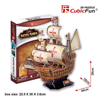 3D пазл CubicFun Корабль Санта-Мария (T4008h)