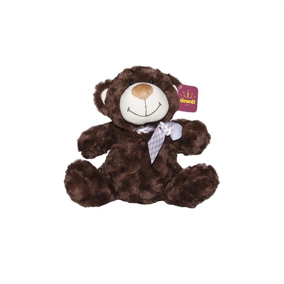 М'яка іграшка Grand Ведмідь коричневий з бантом 25 см (2502GMU) - зображення 1