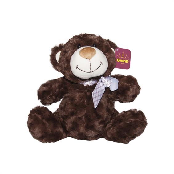 М'яка іграшка Grand Ведмідь коричневий з бантом 33 см (3302GMB) - зображення 1