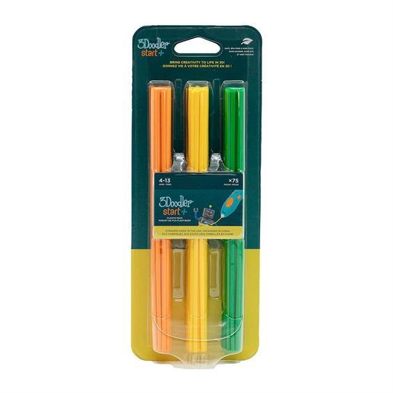 Набір стрижнів для 3D-ручки 3Doodler Start Мікс 75 шт: оранжевий, жовтий, зелений (3DS-ECO-MIX2-75) - зображення 1