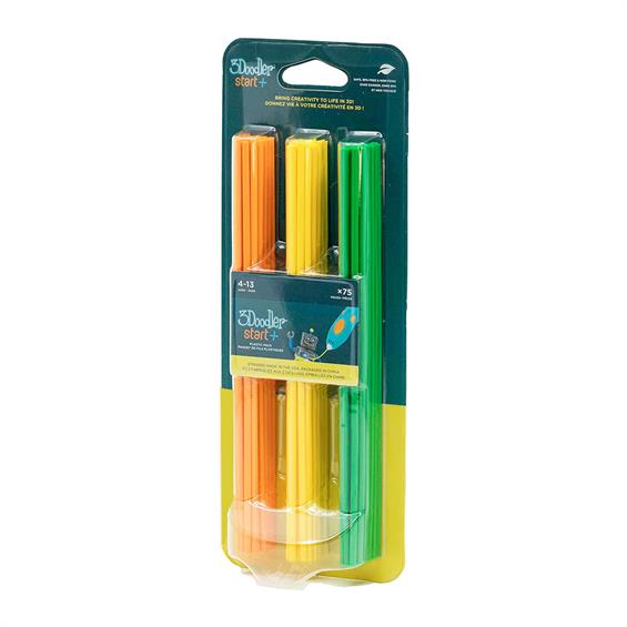 Набір стрижнів для 3D-ручки 3Doodler Start Мікс 75 шт: оранжевий, жовтий, зелений (3DS-ECO-MIX2-75) - зображення 1