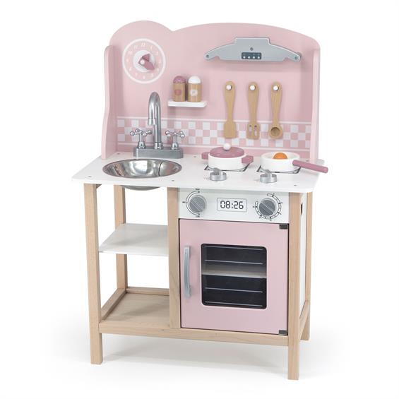Дитяча кухня з дерева з посудом Viga Toys PolarB рожевий (44046) - зображення 3