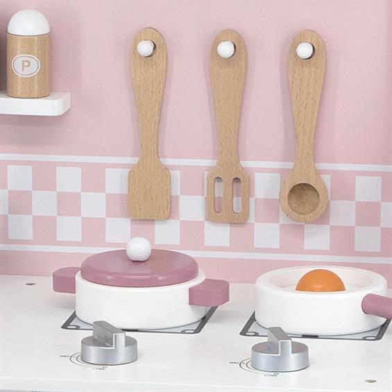 Дитяча кухня з дерева з посудом Viga Toys PolarB рожевий (44046) - зображення 5