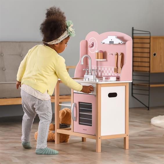 Дитяча кухня з дерева з посудом Viga Toys PolarB рожевий (44046) - зображення 11