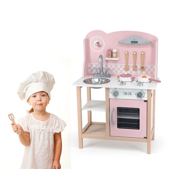 Дитяча кухня з дерева з посудом Viga Toys PolarB рожевий (44046) - зображення 16