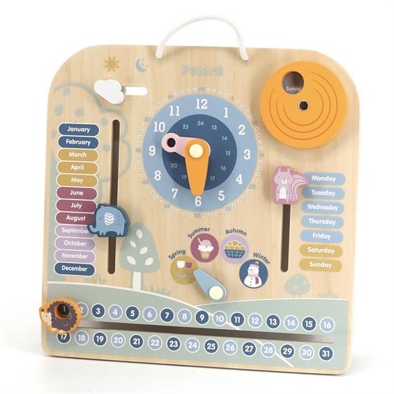 Дерев'яний календар Viga Toys PolarB з годинником, англійською мовою (44056) - зображення 1