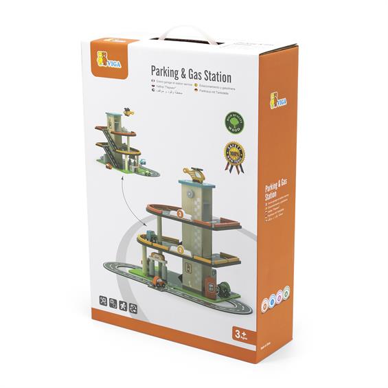 Дерев'яний паркінг з АЗС Viga Toys (44509) - зображення 4