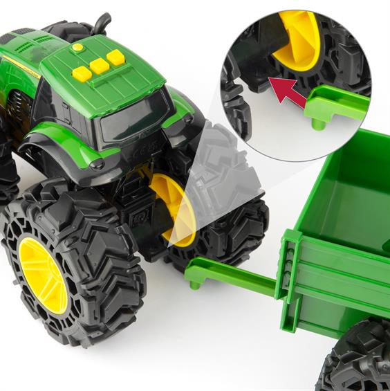 Іграшковий трактор John Deere Kids Monster Treads із причепом і великими колесами (47353) - зображення 5