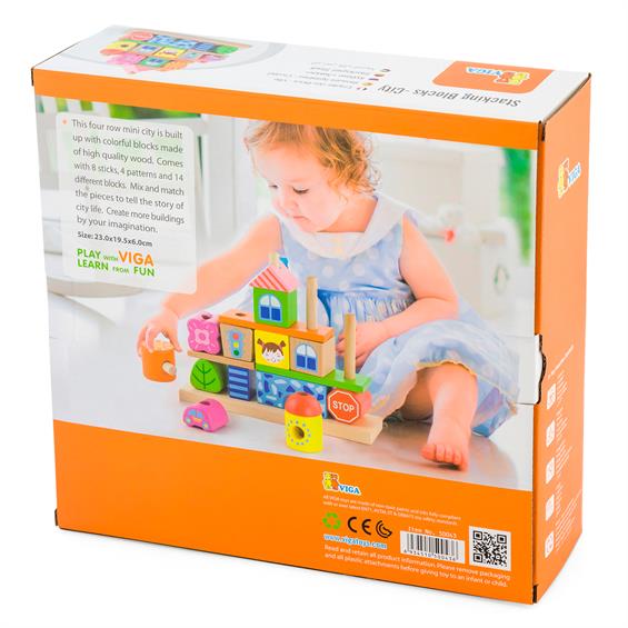 Дерев'яна пірамідка Viga Toys Городок (50043) - зображення 5