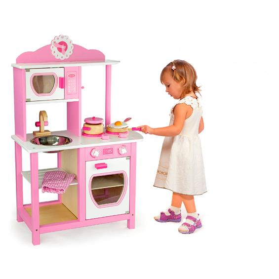 Дитяча кухня Viga Toys з дерева, біло-рожевий (50111) - зображення 1