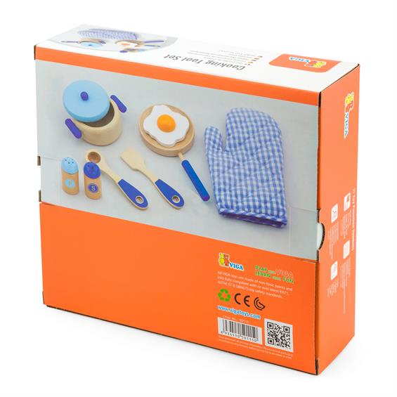 Дитячий кухонний набір Viga Toys Іграшковий посуд із дерева, блакитний (50115) - зображення 4
