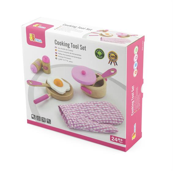 Дитячий кухонний набір Viga Toys Іграшковий посуд із дерева, рожевий (50116) - зображення 2