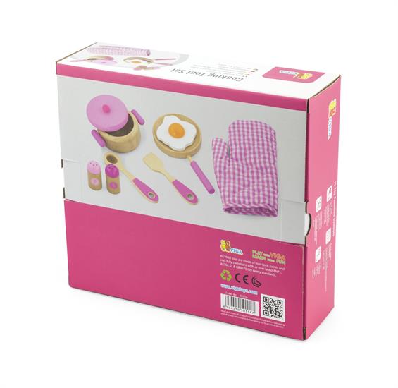 Дитячий кухонний набір Viga Toys Іграшковий посуд із дерева, рожевий (50116) - зображення 3