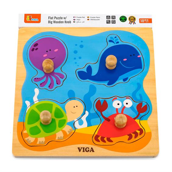 Дерев'яна рамка-вкладиш Viga Toys Морські мешканці (50132) - зображення 1