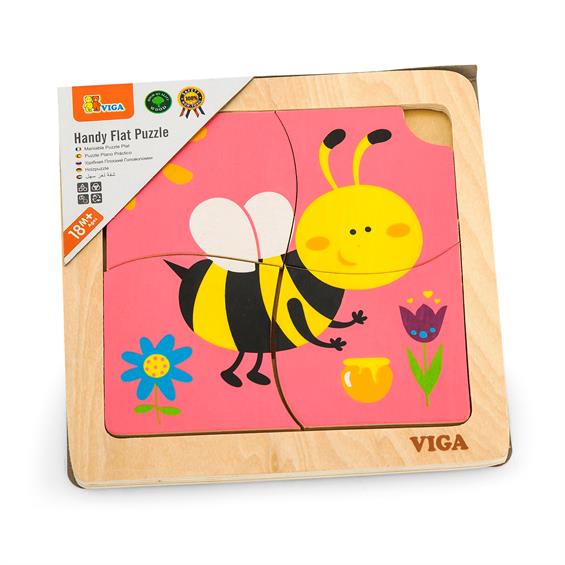 Дерев'яний міні-пазл Viga Toys Бджілка, 4 ел. (50138) - зображення 1