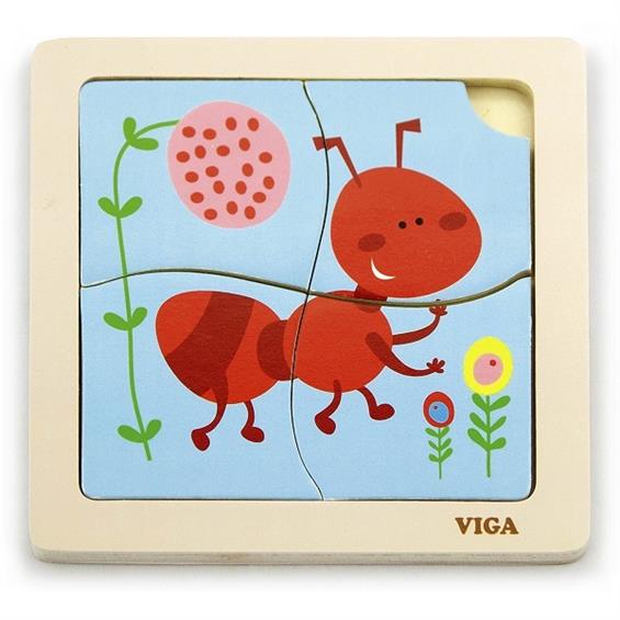 Дерев'яний міні-пазл Viga Toys Мураха, 4 ел. (50139) - зображення 1
