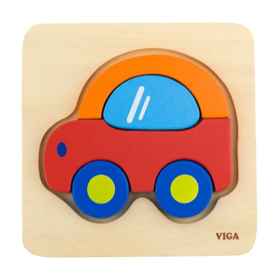 Дерев'яний міні-пазл Viga Toys Машинка (50172) - зображення 1