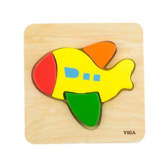 Дерев'яний міні-пазл Viga Toys Літачок (50173) - зображення 1