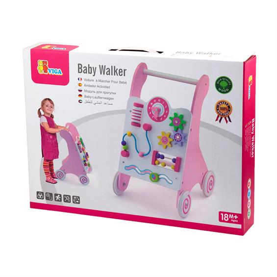 Дитячі ходунки-каталка Viga Toys з бізібордом, рожевий (50178) - зображення 2