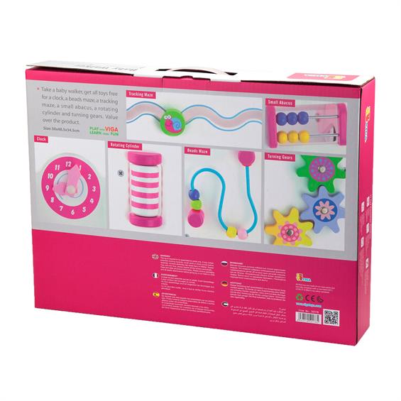 Дитячі ходунки-каталка Viga Toys з бізібордом, рожевий (50178) - зображення 3