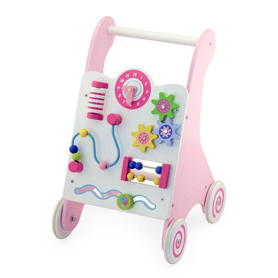 Дитячі ходунки-каталка Viga Toys з бізібордом, рожевий (50178) - зображення 1