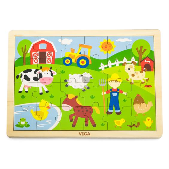Дерев'яний пазл Viga Toys Ферма, 24 ел. (50197) - зображення 1