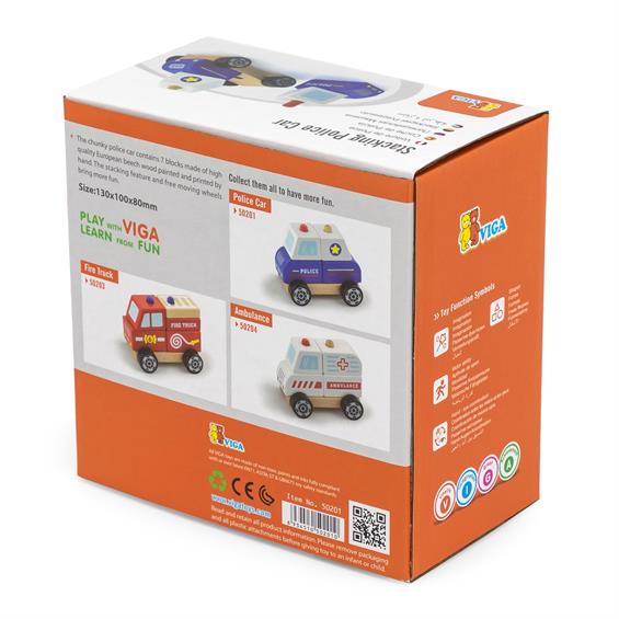 Дерев'яна пірамідка Viga Toys Поліцейська машинка (50201) - зображення 3