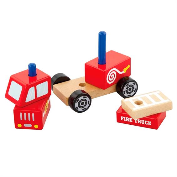 Дерев'яна пірамідка Viga Toys Пожежна машинка (50203) - зображення 3