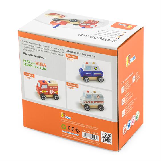 Дерев'яна пірамідка Viga Toys Пожежна машинка (50203) - зображення 4