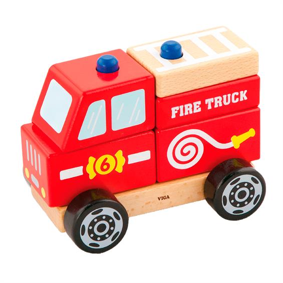 Дерев'яна пірамідка Viga Toys Пожежна машинка (50203) - зображення 1