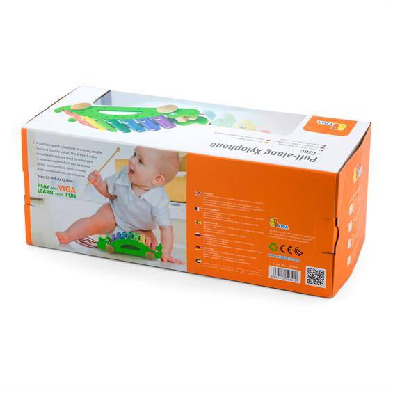 Дерев'яний ксилофон-каталка Viga Toys Крокодил (50342) - зображення 3