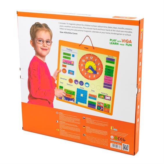 Магнітний календар Viga Toys з годинником, англійською мовою (50377) - зображення 4