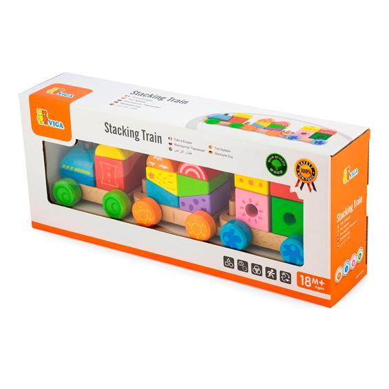 Дерев'яний поїзд Viga Toys Яскраві кубики (50534) - зображення 2