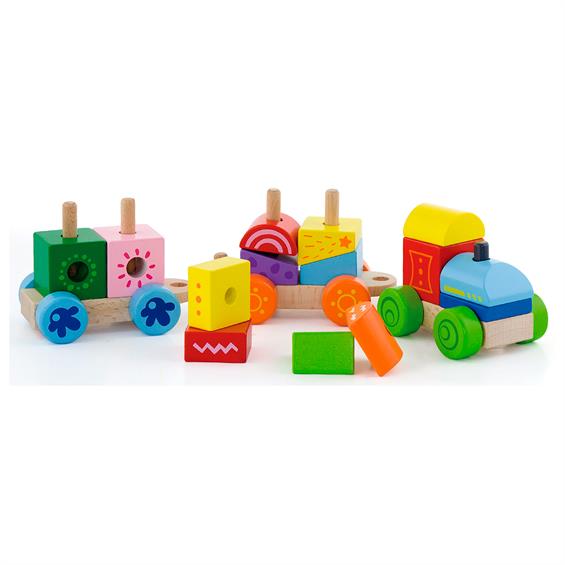 Дерев'яний поїзд Viga Toys Яскраві кубики (50534) - зображення 3