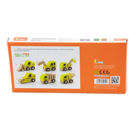 Набір іграшкових машинок Viga Toys Будтехніка, 6 шт. (50541) - зображення 3