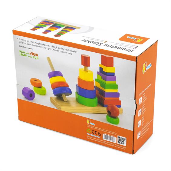Набір дерев'яних пірамідок Viga Toys Три фігури (50567) - зображення 4