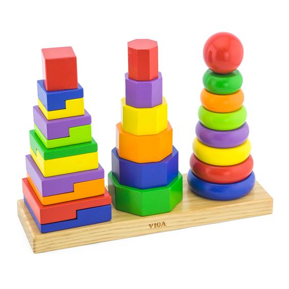 Набір дерев'яних пірамідок Viga Toys Три фігури (50567) - зображення 1